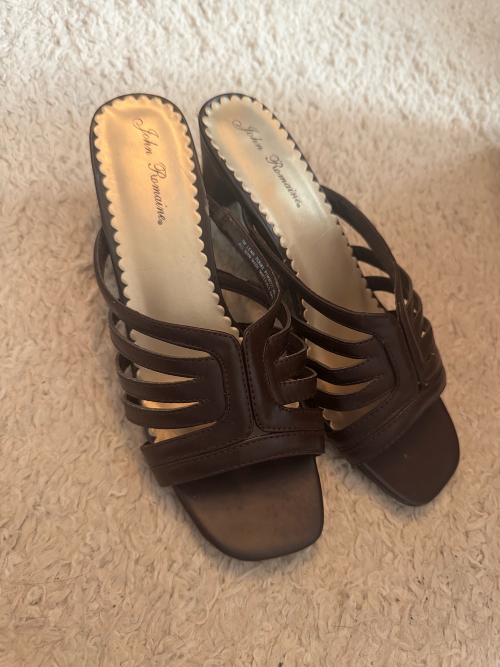 John romaine brown heel sandals